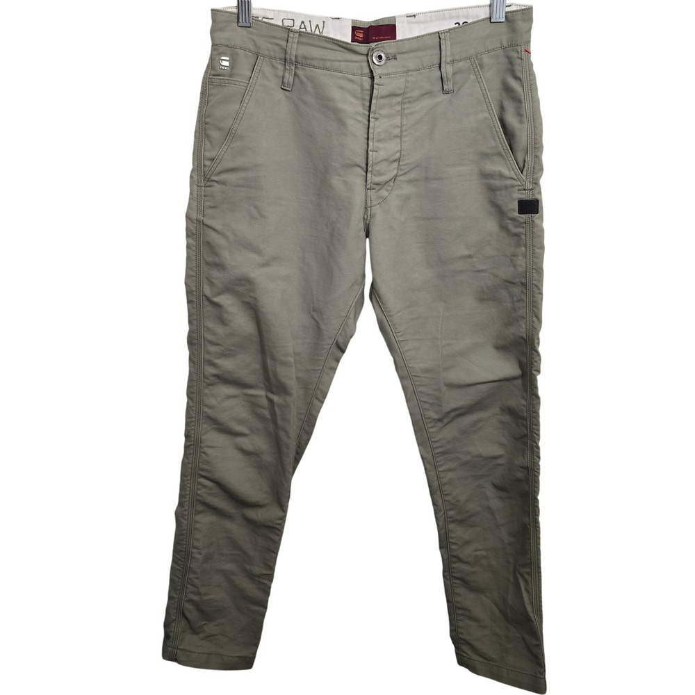 G-Star Raw Loic Relaxed Tapered Chino Pants Olive Green size 29x30‎ (Fits 30x28)